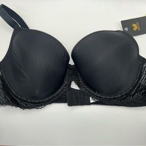 Wacoal black lace bottom underwire full cup bra size 38B NWT
